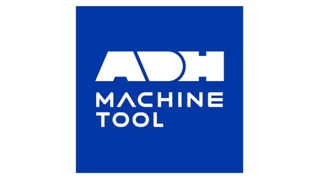 Wit ADH Machine Tool-logo op blauwe achtergrond