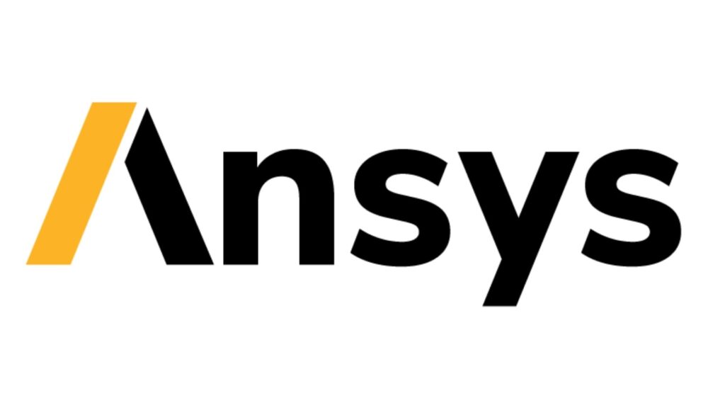 Logo van Ansys met oranje en zwarte vormen