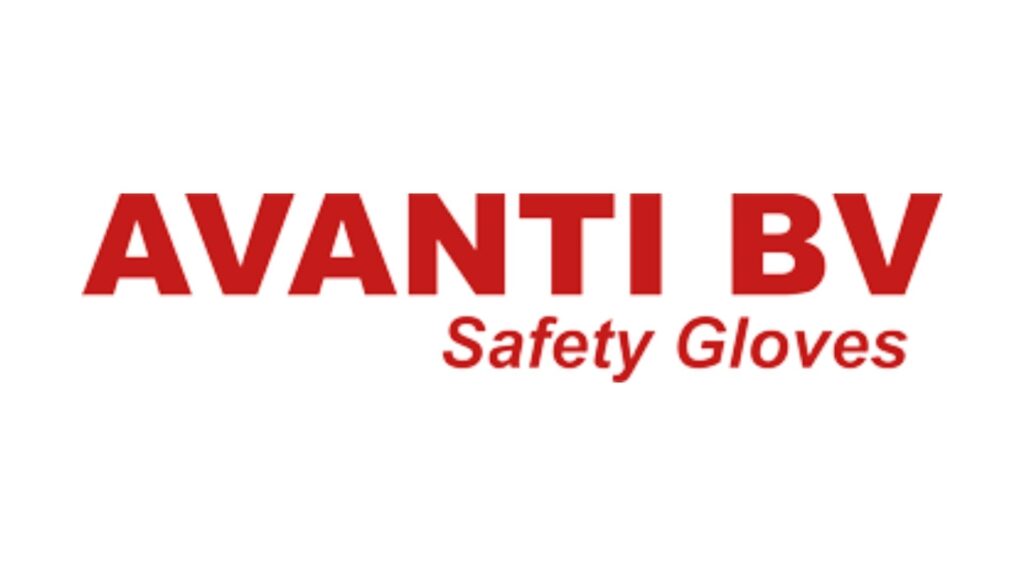 Rood AVANTI BV Safety Gloves-logo op witte achtergrond