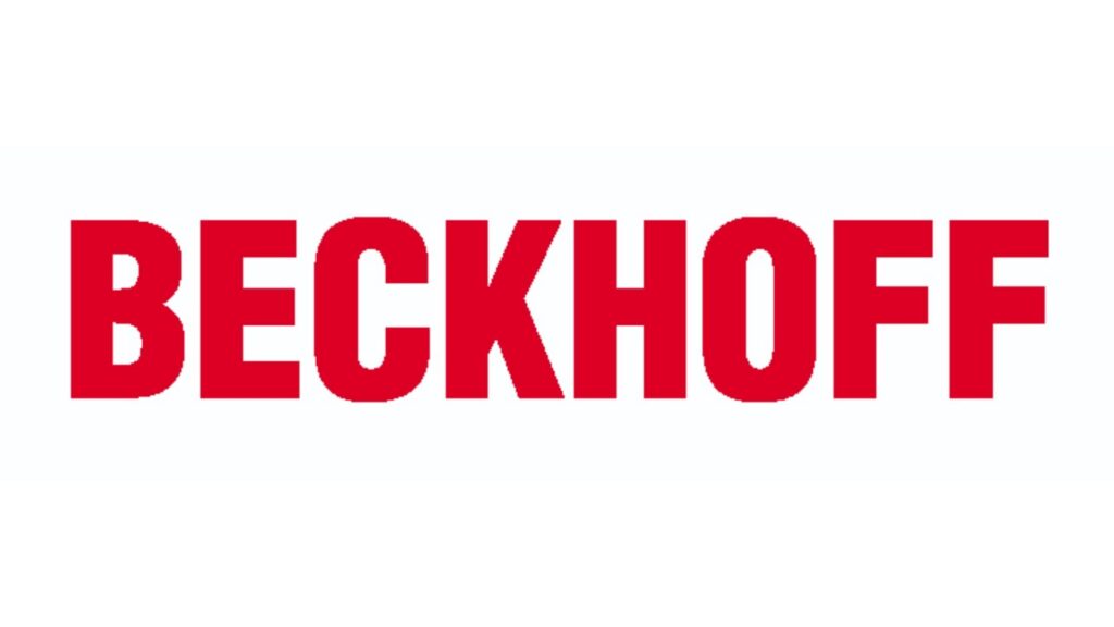 Rode tekst 'BECKHOFF' op witte achtergrond