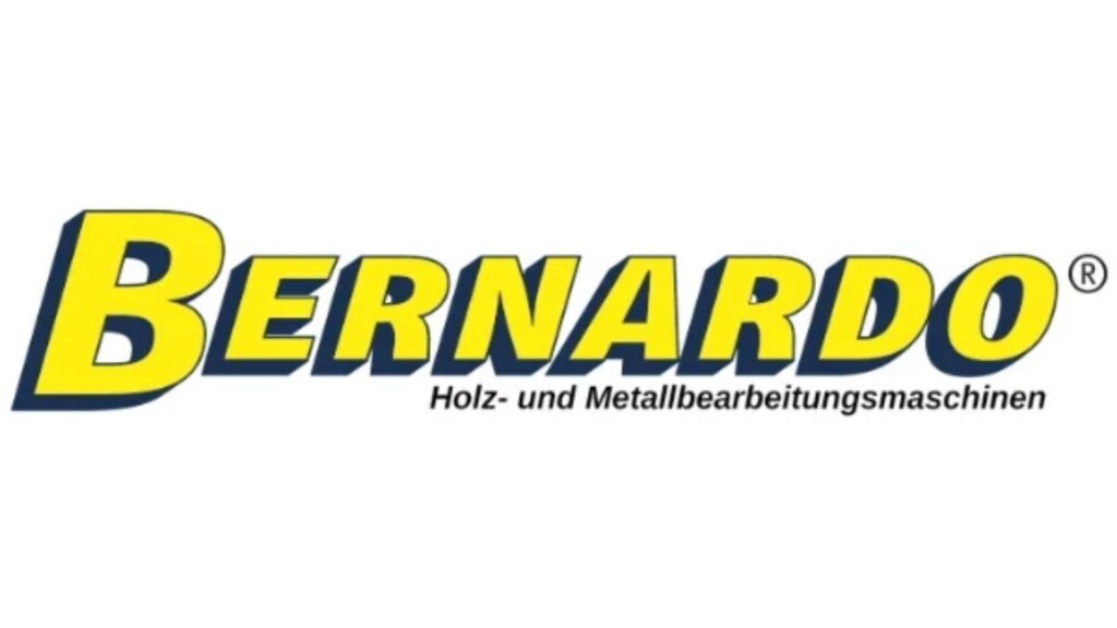 Geel-blauw Bernardo-logo voor hout- en metaalbewerkingsmachines