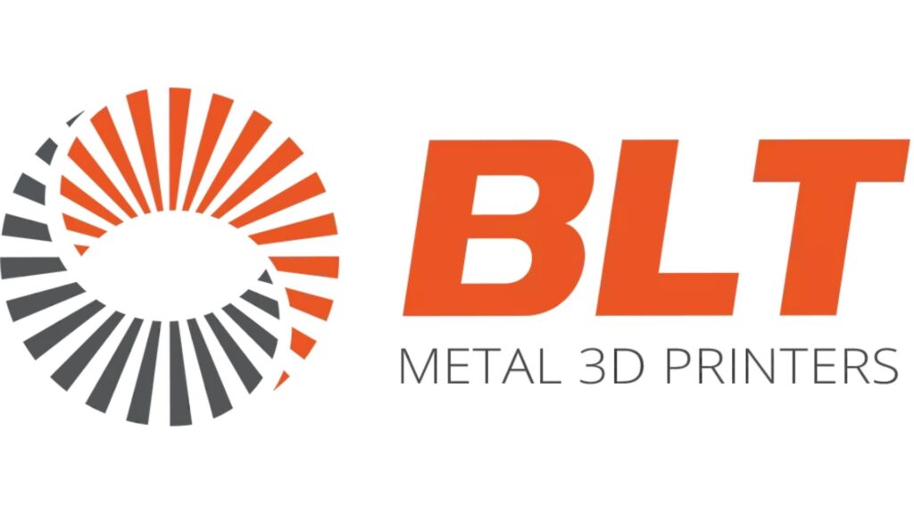 BLT Metal 3D Printers-logo met oranje-grijs spiraalsymbool