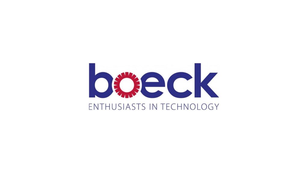 Boeck-logo met slogan Enthusiasts in Technology