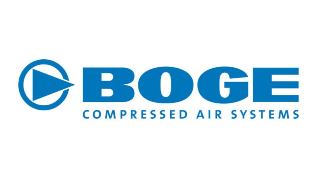 Blauw BOGE-logo voor persluchtsystemen
