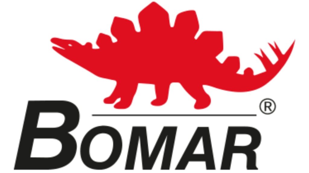 Rood BOMBARDIER-logo met silhouet van krokodil