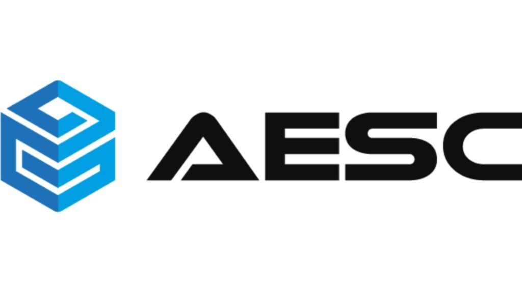 Blauw icoon en zwart AESC-logo op witte achtergrond