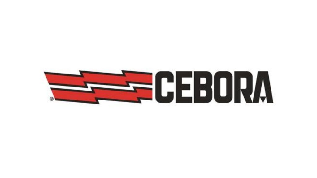 Cebora-logo met rode bliksemschichten en zwarte tekst
