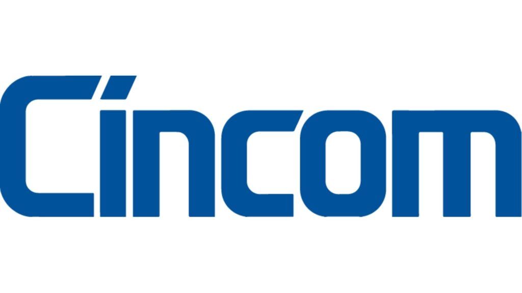 Blauw Cincom-logo op witte achtergrond