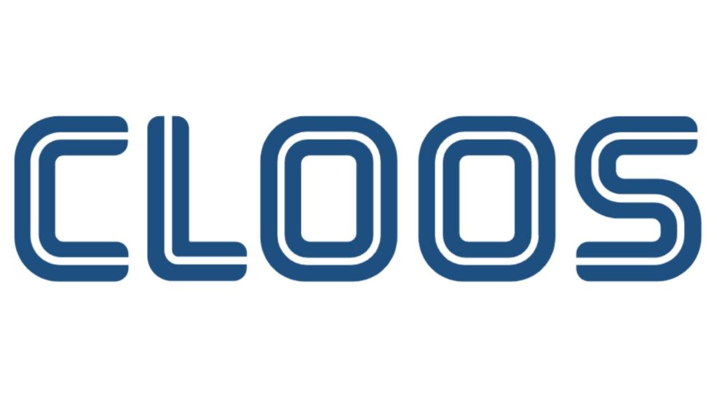 Blauw CLOOS-logo op witte achtergrond
