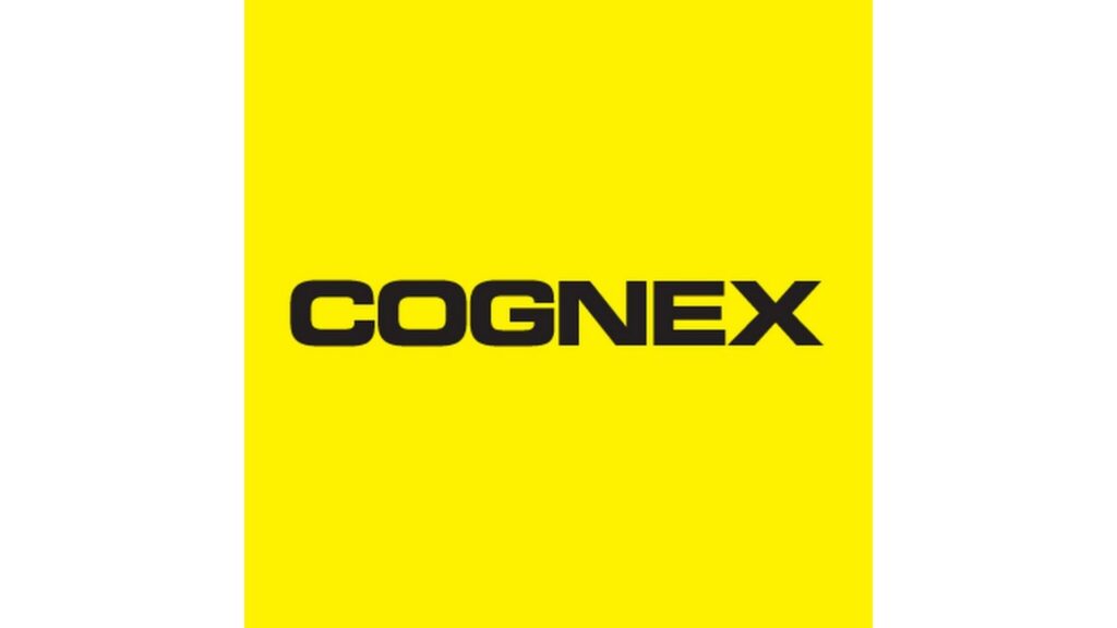 Zwart COGNEX-logo op felgele achtergrond