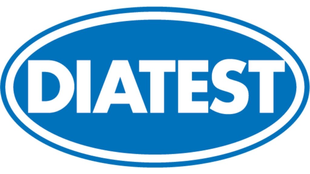 Blauw-wit DIATEST-logo in ovale vorm