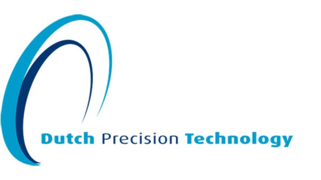 Logo van Dutch Precision Technology met blauwe bogen