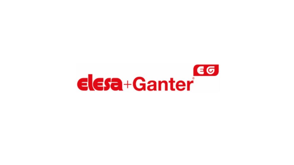 Rood Elesa+Ganter-logo op witte achtergrond