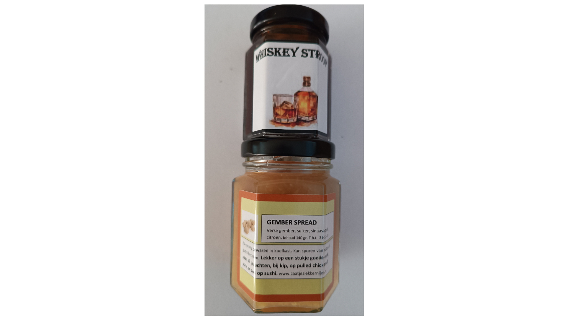 Gember spread en Whiskeystroop. €10,-