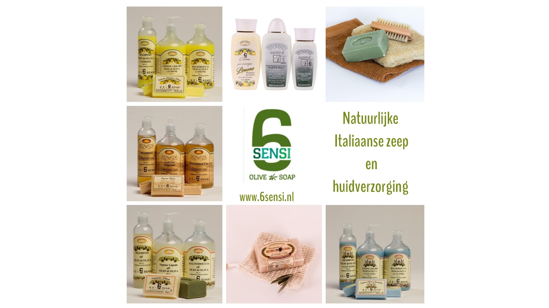 6Sensi – Italiaanse (olijf)zeep, huidverzorging en badaccessoires.