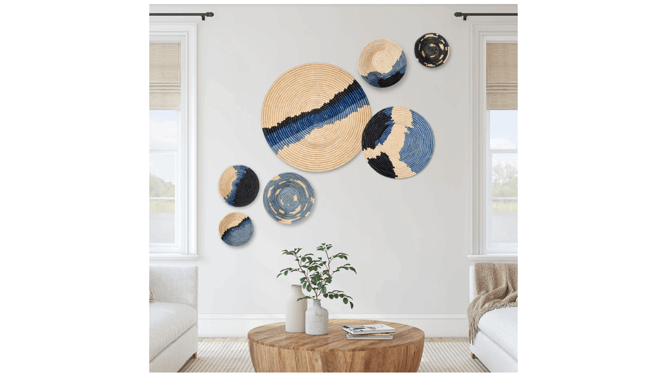 Blauwe kust rieten wanddecoratie