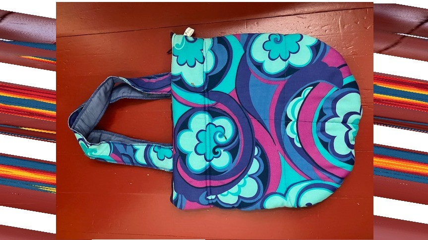 Totebag retro slaapzak blauwtinten