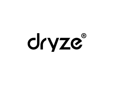 Zwart Dryze-logo op witte achtergrond