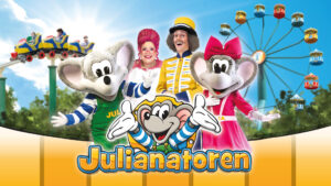 Julianatoren-mascottes en artiesten voor pretparkattracties