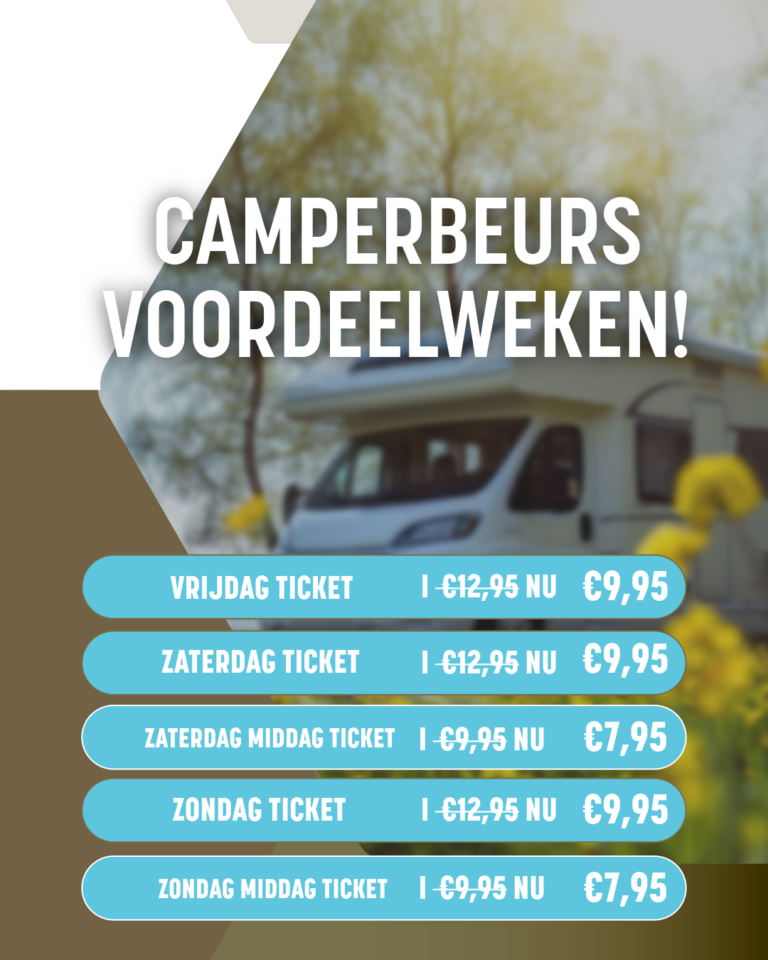 Poster met camperbeurs-weekendtickets in de aanbieding