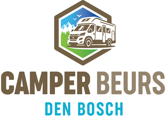 Logo van Camper Beurs Den Bosch met camperillustratie