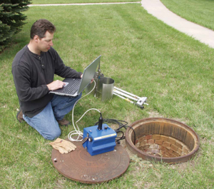 Draagbare flowmeter hoogte/snelheid met doppler.