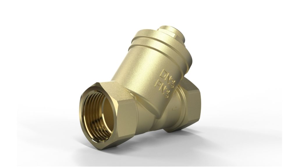 Y-type spring check valve PN40,  Brass