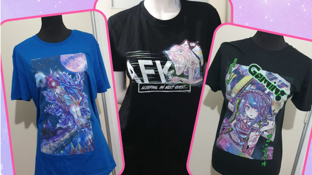 T-shirts with original illustrations in anime style.