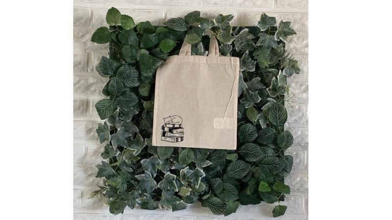 Bookbag: cat on books