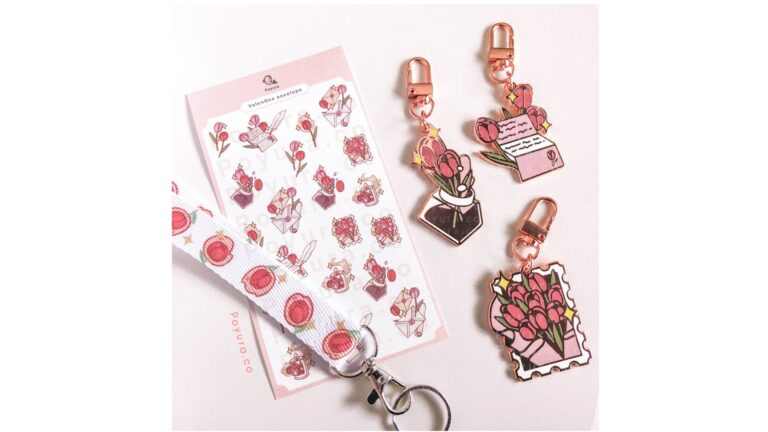 Tulip Envelope Sticker Wristlet Keychain