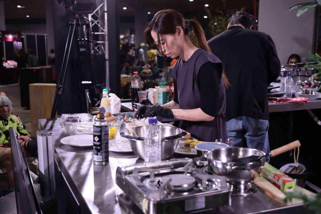 chef Miyuki Masuda in food theater at Heroes Made in Asia