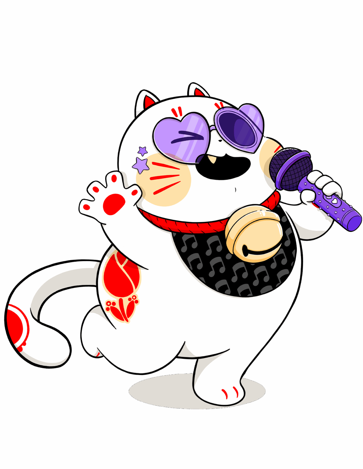 Mochi holding a mic preforming a k-pop song
