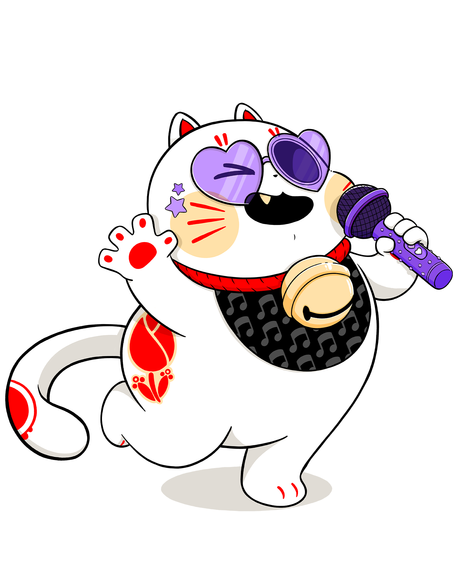 Mochi holding a mic preforming a k-pop song