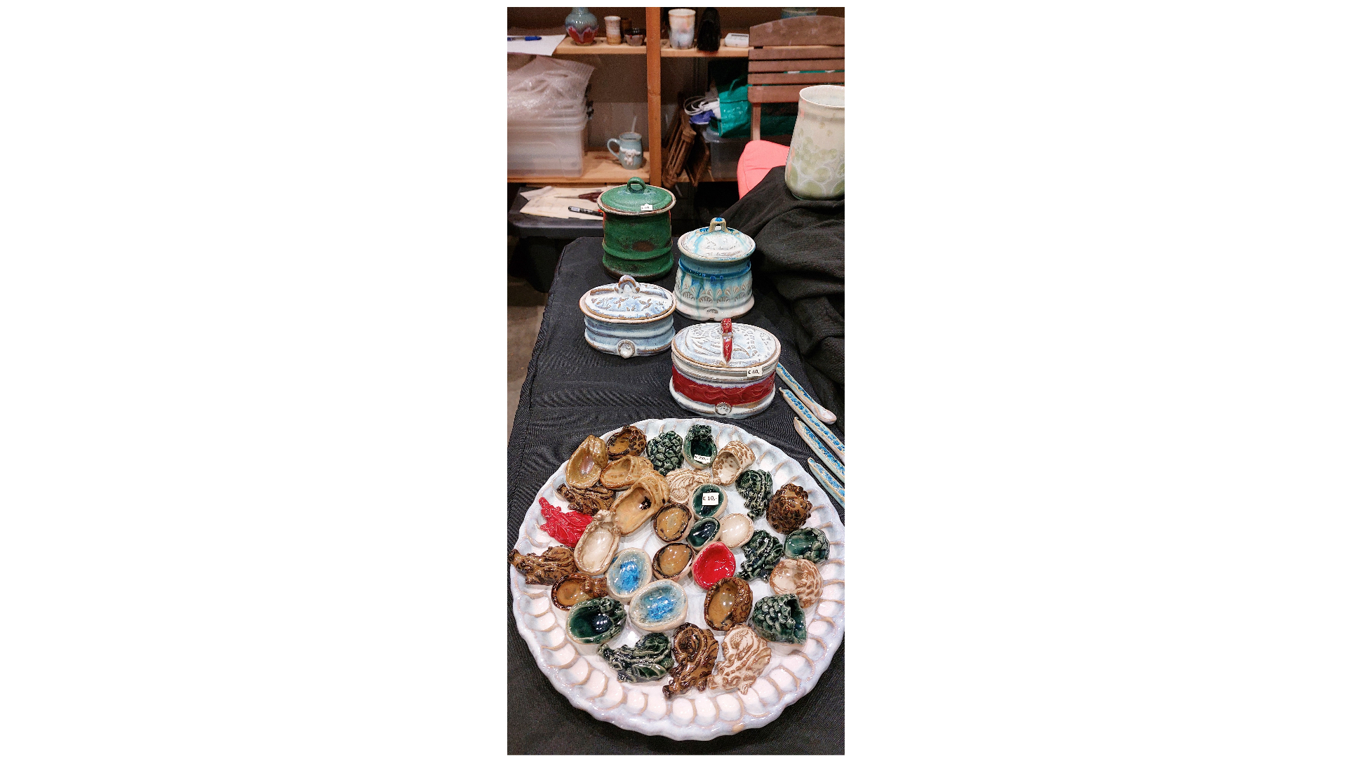 Also available at Stand F13: Handmade Ceramic Worry stones with dragonheads etc and reasure Boxes!