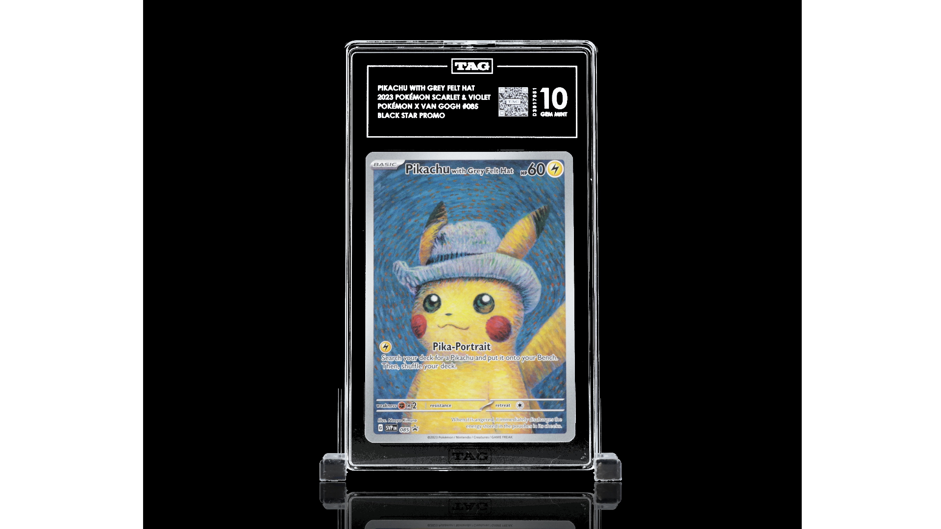 Pikachu with grey felt hat TAG GEM MINT 10