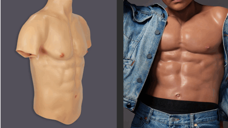 Silicone Torso Pecs and Abs caramel