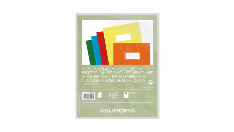 SCHRIFTOMSLAGEN IN GEKLEURDE PP + ETIKET