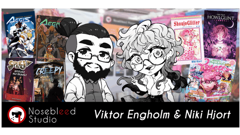 Manga panel with Nosebleed Studio