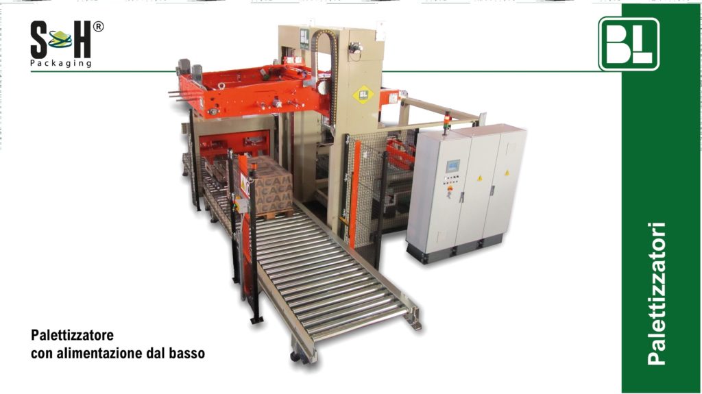 Palettizzatore con alimentazione dal basso