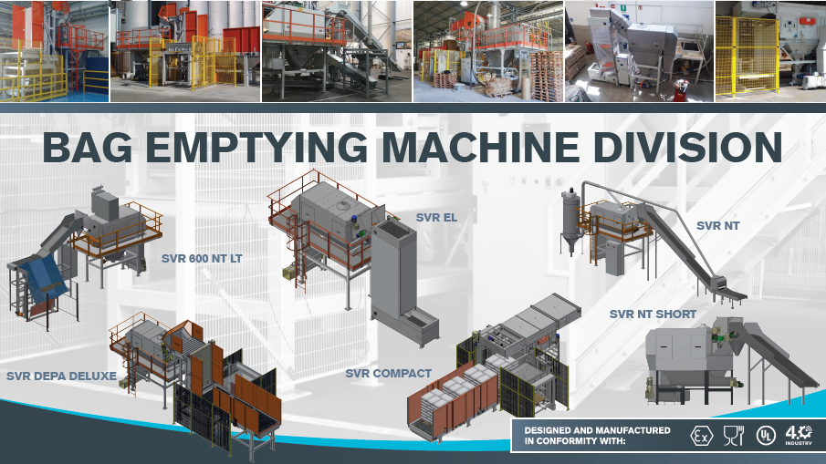 Bag Emptying Machines for granules and powders
