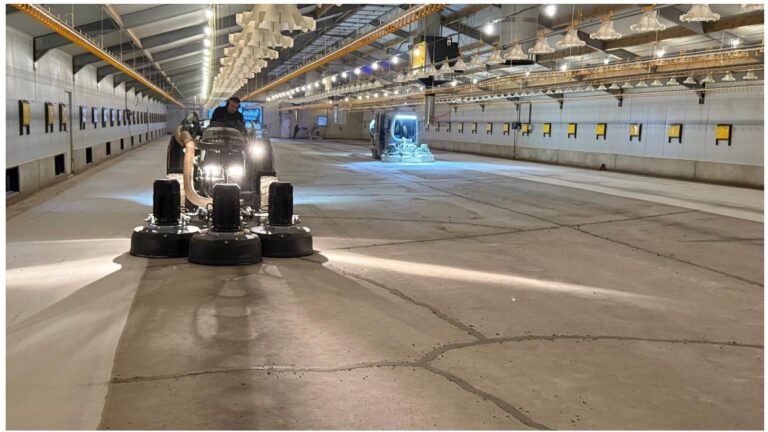 Renovatie betonvloer in kippenstallen