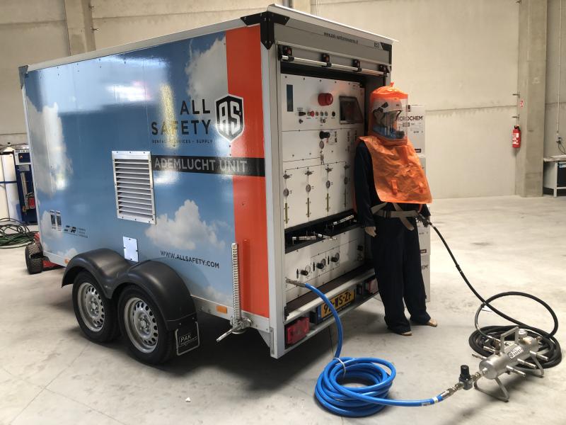 Ademluchtunit met overflowkappen