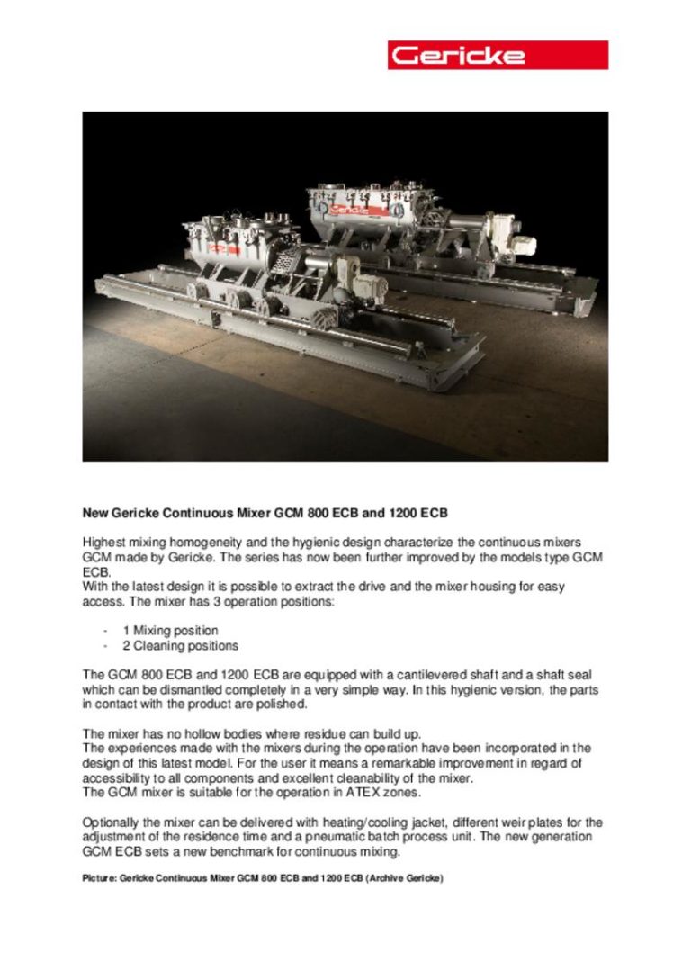 Gericke Continuous Mixer GCM ECB