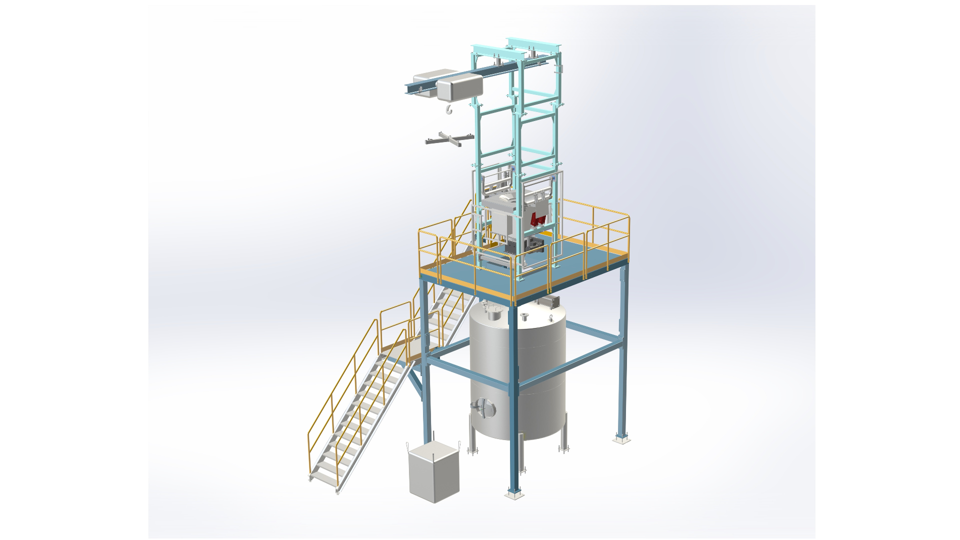 Grote zakken losstation naar menger of transportband