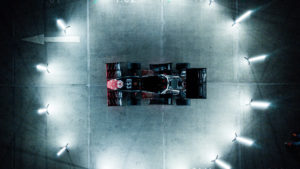 A race car at the booth