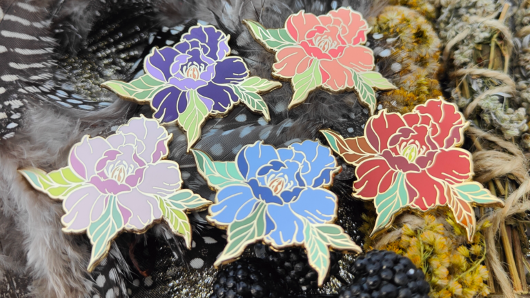 Peony – Hard Enamel Pins – Gold