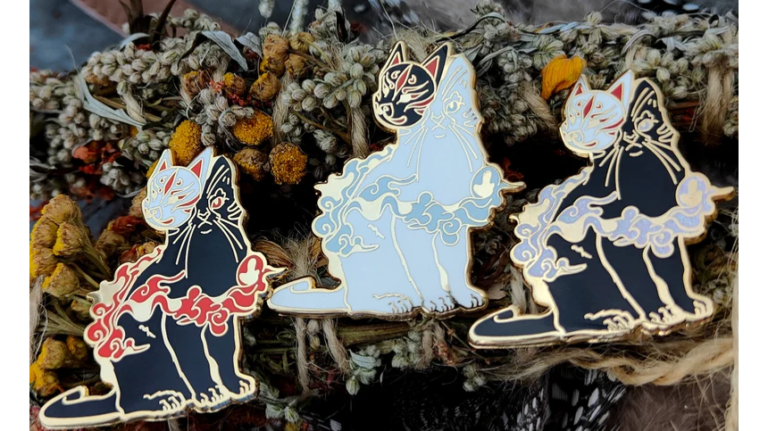 Catsune Ninja Cat – Hard Enamel Pin – Gold