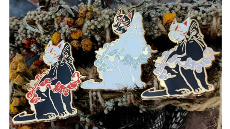 Catsune Ninja Cat – Hard Enamel Pin – Gold