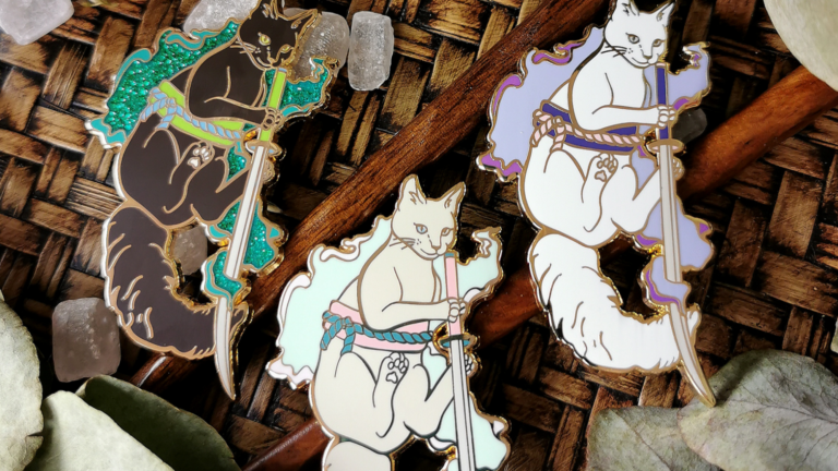 Cat Wrath Sinful Seven No. 4 – Hard Enamel Pin – Gold