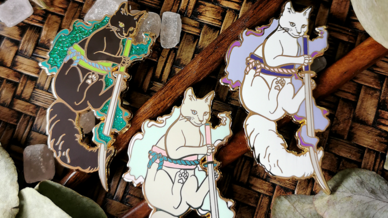 Cat Wrath Sinful Seven No. 4 – Hard Enamel Pin – Gold